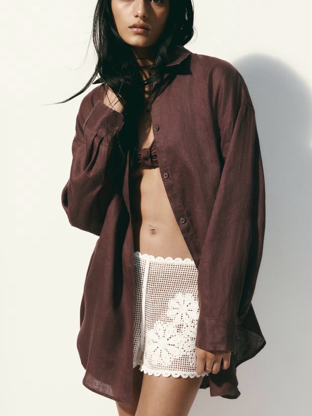 H&M Brown Button-Up Shirt